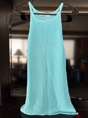 Light Blue Knit Tank Top - Women's Sleeveless Sweater